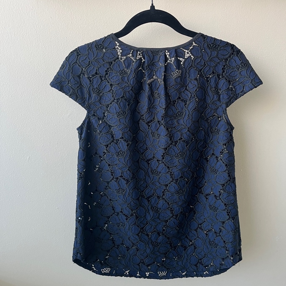 J. Crew Navy Lace Women's Blouse- Size 0P - Picture 5 of 5